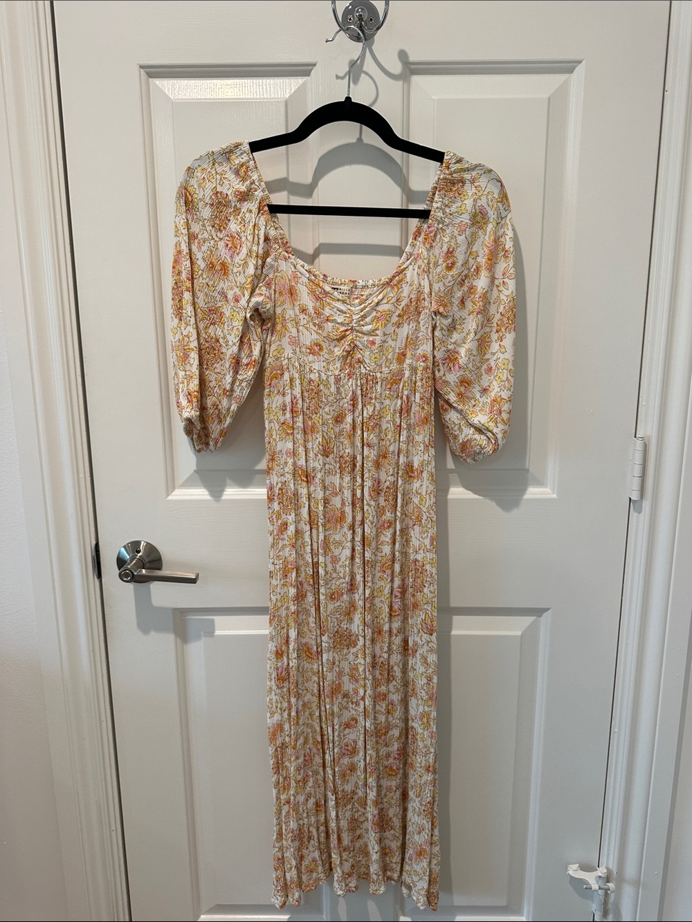 Billabong Cream Maxi Dress with Mustard & Pink Floral Print